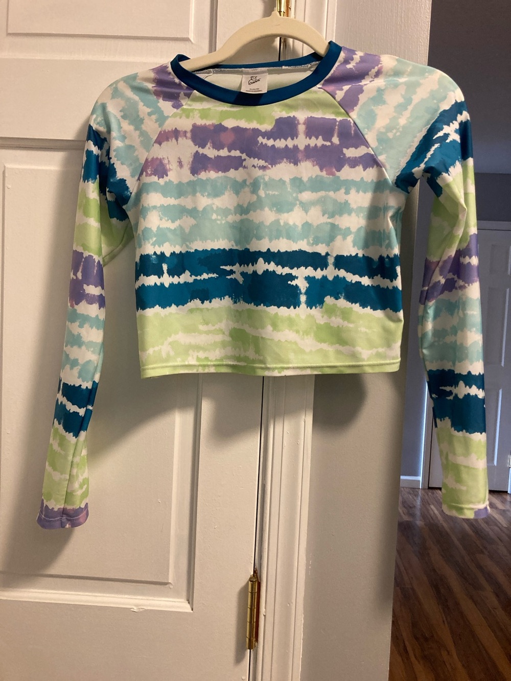 art class Girls Tie-Dye Long Sleeve Rashguard - Blue, Purple & Green